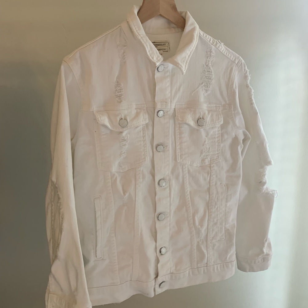 Current Elliot White Distressed Denim Jacket